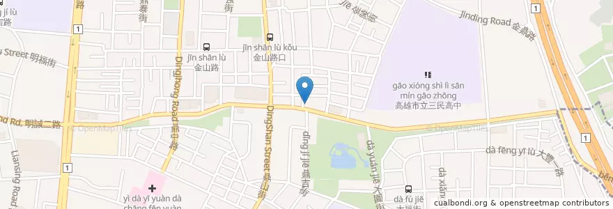 Mapa de ubicacion de 五花馬水餃館 en تايوان, كاوهسيونغ, 三民區.