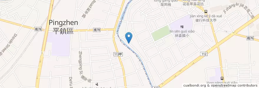 Mapa de ubicacion de 紫雲宮 en Taïwan, Taoyuan, 平鎮區, District De Zhongli.