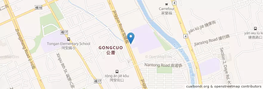 Mapa de ubicacion de 經國國中 en 臺灣, 桃園市, 桃園區.