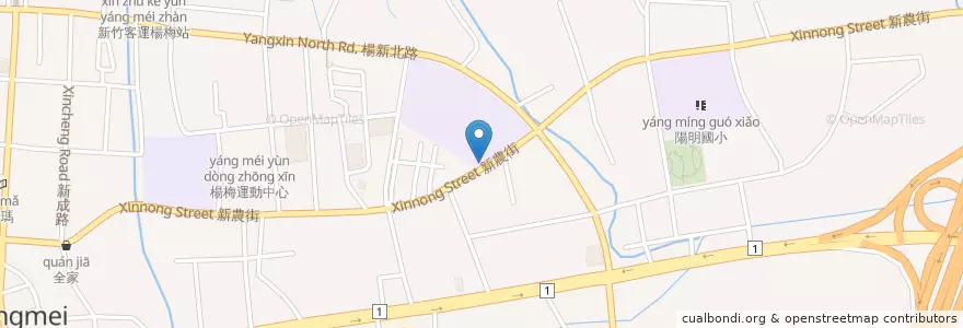 Mapa de ubicacion de 楊明國中 en 타이완, 타오위안 시, 양메이 구.
