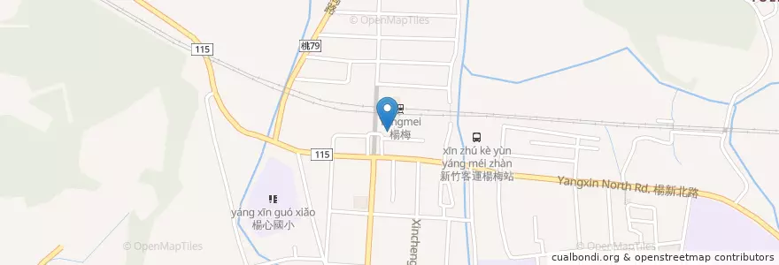 Mapa de ubicacion de 楊梅火車站(前站) en 타이완, 타오위안 시, 양메이 구.