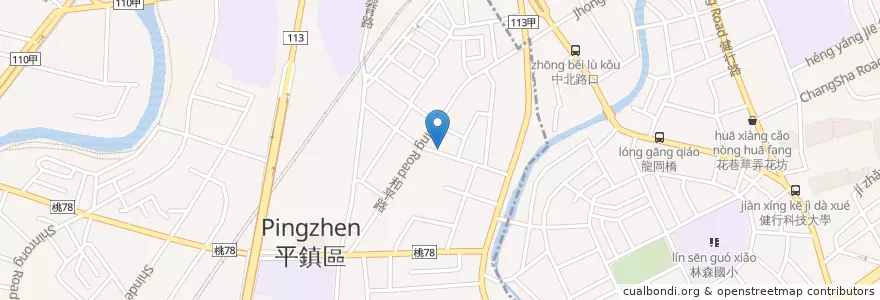 Mapa de ubicacion de 平鎮和平公園 en Taiwán, Taoyuan, 平鎮區, 中壢區.
