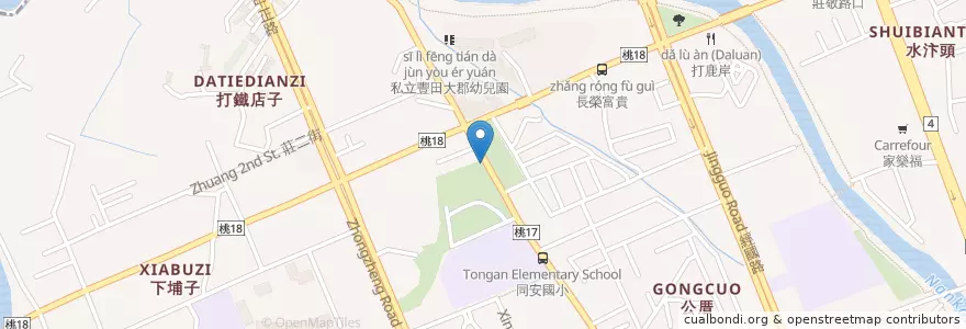 Mapa de ubicacion de 桃園中正公園(同安街) en 台湾, 桃園市, 桃園区.