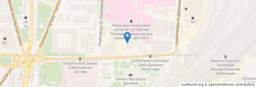 Mapa de ubicacion de Дом оранжевой коровы en Russland, Föderationskreis Zentralrussland, Moskau, Südlicher Verwaltungsbezirk, Даниловский Район.