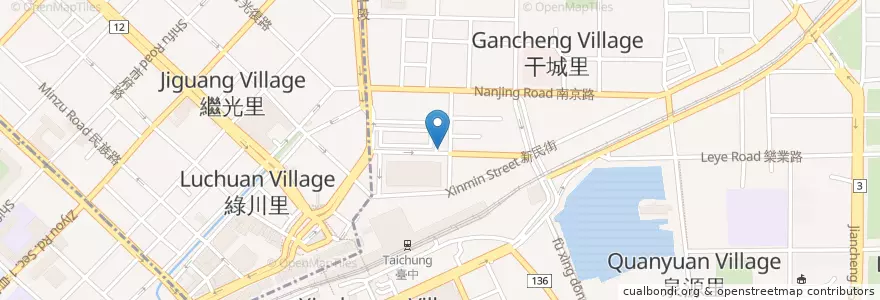 Mapa de ubicacion de 臺中轉運站 en تایوان, تایچونگ, 東區.