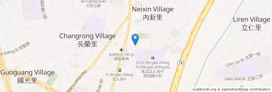 Mapa de ubicacion de April en تایوان, تایچونگ, 大里區.