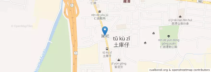 Mapa de ubicacion de 6吋盤早午餐 en 台湾, 台南市, 仁徳区.