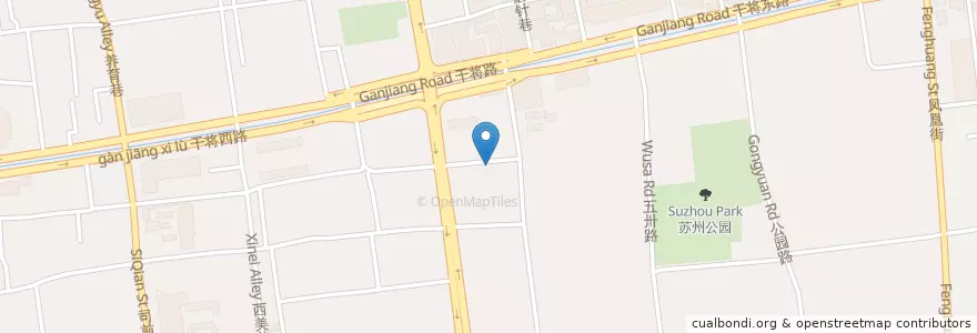 Mapa de ubicacion de 苏州市姑苏区双塔街道锦帆路社区居民委员会 en 중국, 쑤저우시, 장쑤성, 구쑤구, 双塔街道.