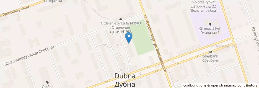Mapa de ubicacion de МФЦ ГО Дубна. Левый берег en Rusland, Centraal Federaal District, Oblast Moskou, Городской Округ Дубна.