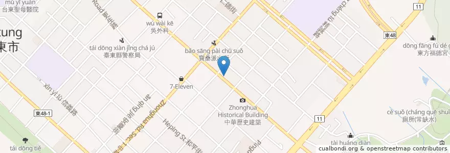 Mapa de ubicacion de Knife Shaved Noodles en 台湾, 台湾省, 台東県, 台東市.