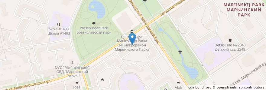 Mapa de ubicacion de Детский развивающий центр "Радуга" en Russia, Distretto Federale Centrale, Москва, Юго-Восточный Административный Округ, Район Марьино.