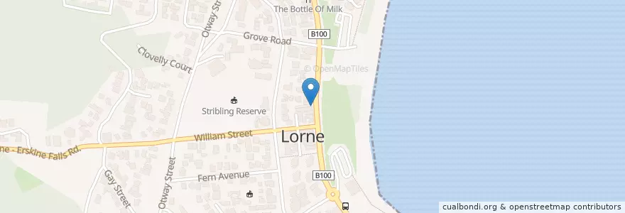 Mapa de ubicacion de Maple Tree Lorne Seafood Restaurant en Australie, Victoria, Surf Coast Shire.