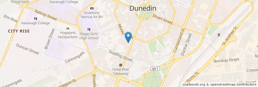 Mapa de ubicacion de India Gate en Yeni Zelanda, Otago, Dunedin City.