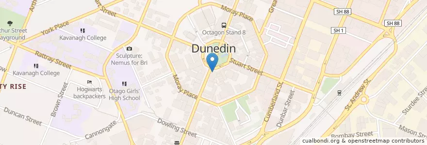 Mapa de ubicacion de Dunedin Social Club en نيوزيلندا, Otago, Dunedin City.