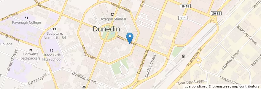Mapa de ubicacion de Madam Woo en 뉴질랜드, Otago, Dunedin City.