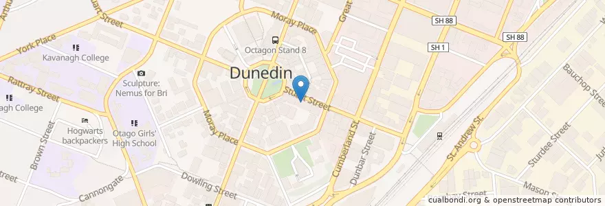 Mapa de ubicacion de Albar en 뉴질랜드, Otago, Dunedin City.