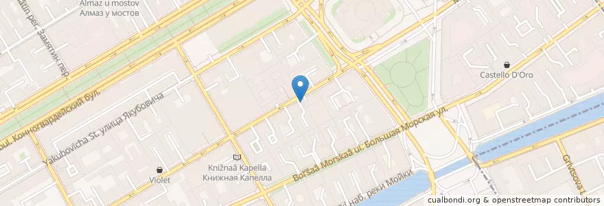 Mapa de ubicacion de Столовая на Почтамтской en Russie, District Fédéral Du Nord-Ouest, Oblast De Léningrad, Saint-Pétersbourg, Адмиралтейский Район, Адмиралтейский Округ.