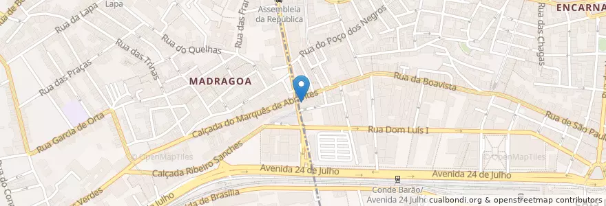 Mapa de ubicacion de Caixa Geral de Depósitos en ポルトガル, Área Metropolitana De Lisboa, Lisboa, Grande Lisboa, リスボン, Estrela, Misericórdia.