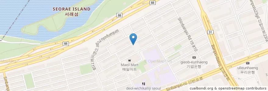 Mapa de ubicacion de 아크로리버파크 GATE 2 en كوريا الجنوبية, سول, 서초구, 반포동, 반포2동.