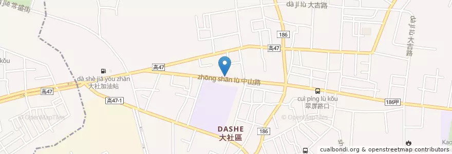 Mapa de ubicacion de 老上海臭臭鍋 en Taiwán, Kaohsiung, 大社區.