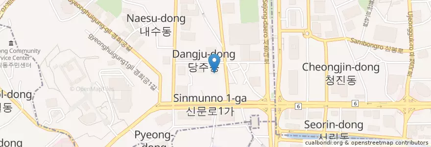 Mapa de ubicacion de KB국민은행 광화문역지점 en کره جنوبی, سئول, 종로구, 사직동.