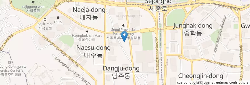 Mapa de ubicacion de 우리은행 광화문지점 en Korea Selatan, 서울, 종로구, 사직동.