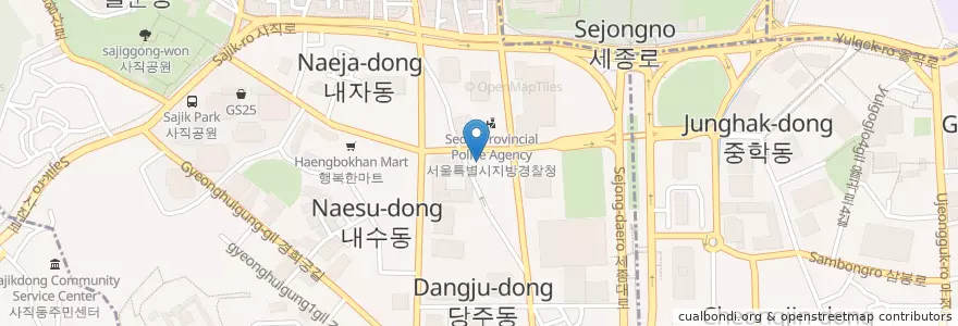 Mapa de ubicacion de 종교교회 en Güney Kore, Seul, 종로구, 사직동.