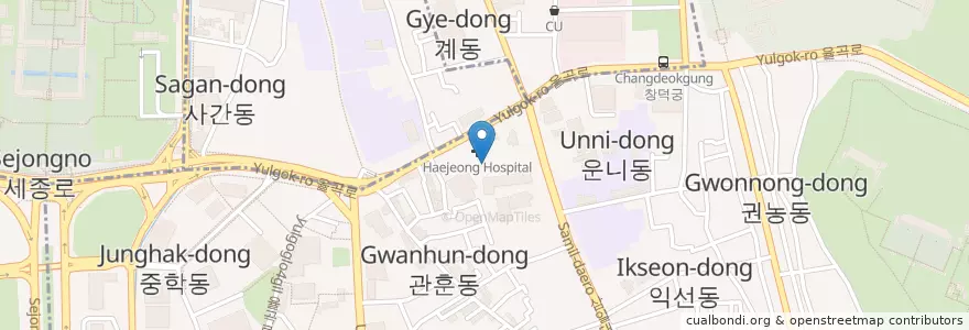 Mapa de ubicacion de 열린사이버대학교 en Zuid-Korea, Seoel, 종로구, 종로1·2·3·4가동.