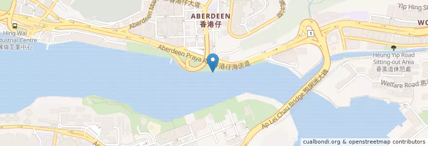 Mapa de ubicacion de 香港仔海濱公眾登岸梯級 Landing step outside Aberdeen Promenade en الصين, غوانغدونغ, هونغ كونغ, جزيرة هونغ كونغ, الأقاليم الجديدة, 南區 Southern District.