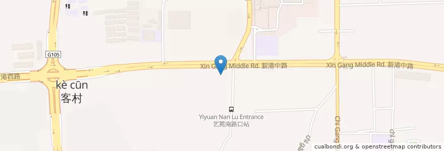 Mapa de ubicacion de 72街 en China, Guangdong, Guangzhou, 海珠区, 赤岗街道.