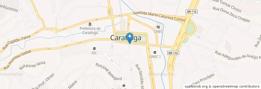 Mapa de ubicacion de Bob's Caratinga en البَرَازِيل, المنطقة الجنوبية الشرقية, ميناس جيرايس, Microrregião Caratinga, Região Geográfica Intermediária De Ipatinga, Caratinga.
