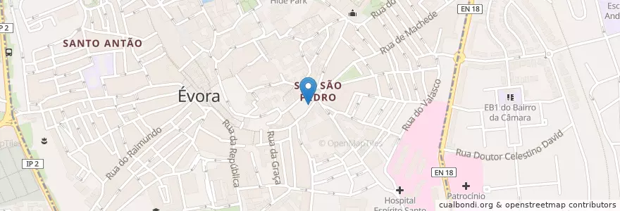 Mapa de ubicacion de Tasquinha da tia Tóia en Португалия, Алентежу, Алентежу-Сентрал, Évora, Évora, Bacelo E Senhora Da Saúde, Évora.