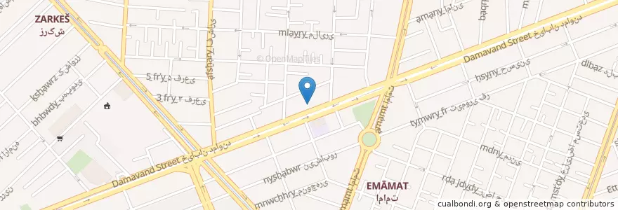 Mapa de ubicacion de رستوران گلپایگانی en ایران, استان تهران, شهرستان تهران, تهران, بخش مرکزی شهرستان تهران.