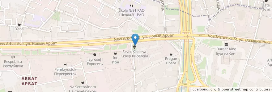 Mapa de ubicacion de Дежурная en Rusia, Distrito Federal Central, Москва, Distrito Administrativo Central, Район Арбат.
