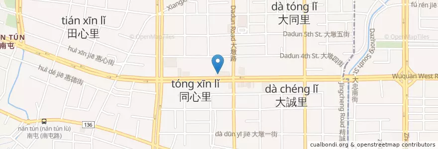 Mapa de ubicacion de 中國信託商業銀行 en Tayvan, Taichung, 南屯區.