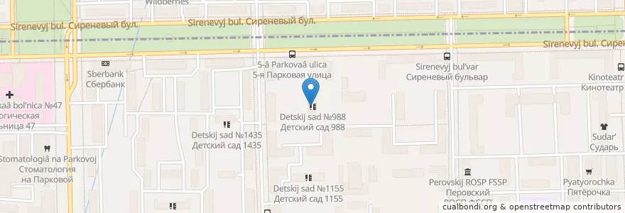 Mapa de ubicacion de Детский сад №988 en Rusland, Centraal Federaal District, Moskou, Восточный Административный Округ, Район Измайлово.