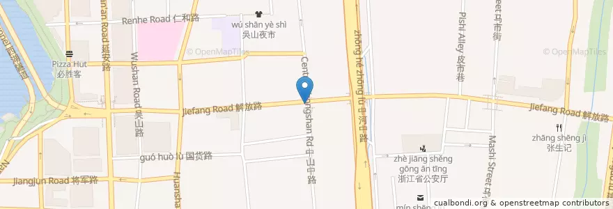 Mapa de ubicacion de KFC en Çin, Zhejiang, Hangzhou, 上城区, 湖滨街道.