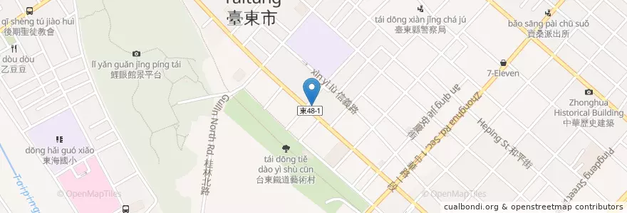 Mapa de ubicacion de 肯德基 en تایوان, 臺灣省, 臺東縣, 臺東市.