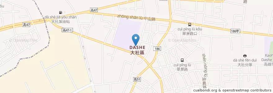 Mapa de ubicacion de DASHE District Office Kaohsiung City en Taiwan, Kaohsiung, Dashe District.