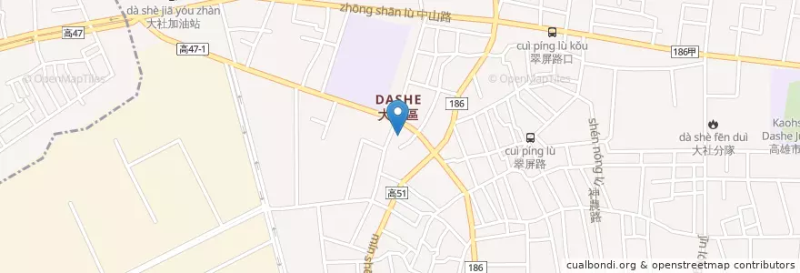 Mapa de ubicacion de 大社區農會 en Taiwan, Kaohsiung, Distretto Di Dashe.