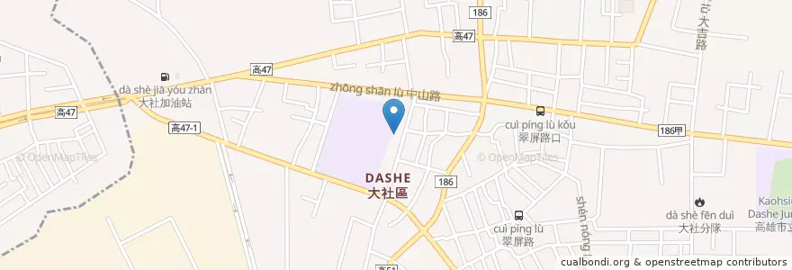 Mapa de ubicacion de 大社區衛生所 en Taiwan, Kaohsiung, Distretto Di Dashe.