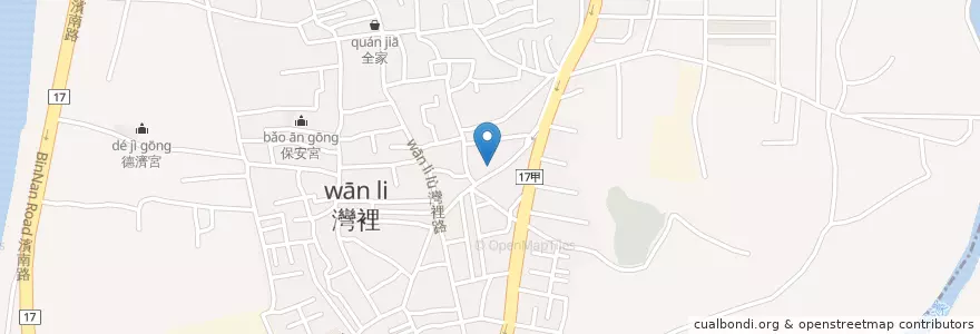 Mapa de ubicacion de 灣裡羊肉店 en تايوان, تاينان, 南區.