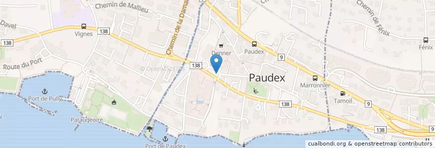 Mapa de ubicacion de Paudex en Швейцария, Во, District De Lavaux-Oron, Paudex.