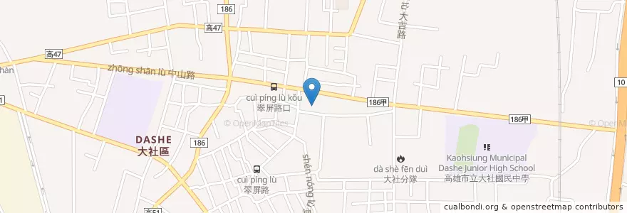 Mapa de ubicacion de 大社義民公廟 en تايوان, كاوهسيونغ, 大社區.