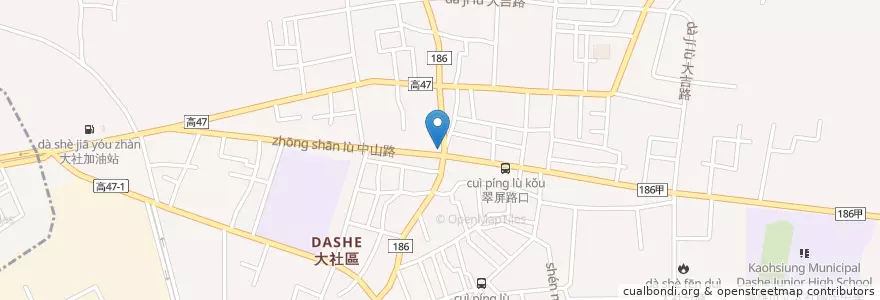 Mapa de ubicacion de 丹丹漢堡 en Тайвань, Гаосюн, 大社區.