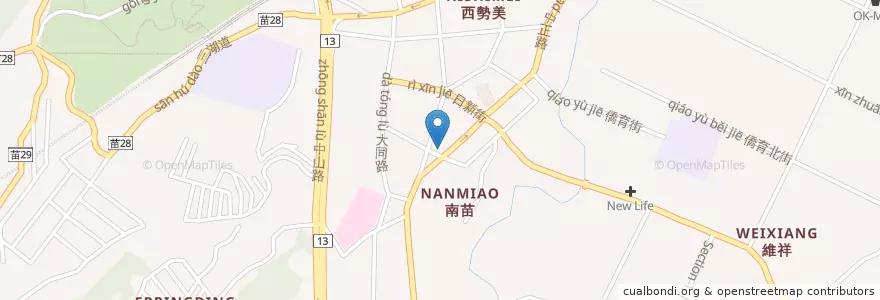Mapa de ubicacion de 天雲廟 en Taiwan, 臺灣省, 苗栗縣, 苗栗市.