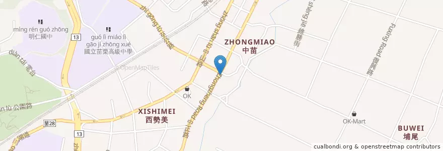 Mapa de ubicacion de 第一商業銀行 en Tayvan, 臺灣省, 苗栗縣, 苗栗市.