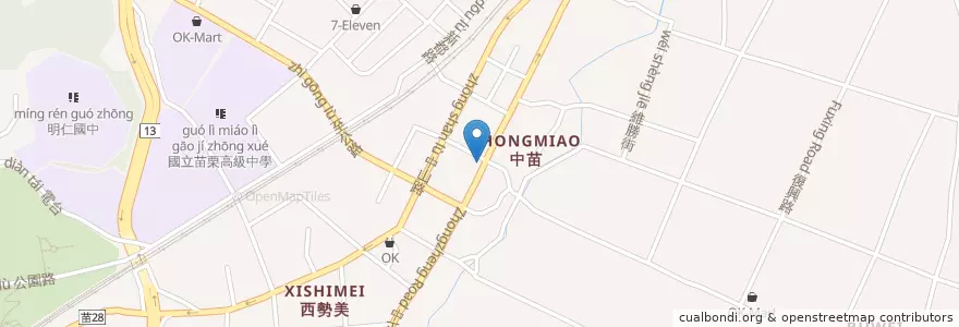 Mapa de ubicacion de 渣打銀行 en Tayvan, 臺灣省, 苗栗縣, 苗栗市.