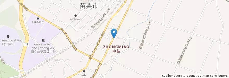 Mapa de ubicacion de 必勝客 en تایوان, 臺灣省, 苗栗縣, 苗栗市.