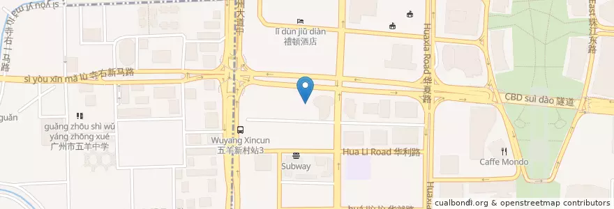 Mapa de ubicacion de Burger King en China, Guangdong, Guangzhou, 越秀区, 猎德街道.